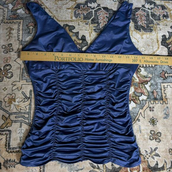 Vintage Y2k Ruched Tank Top Express V Neck Club Party Shirt Women's Size Small - Picture 5 of 7